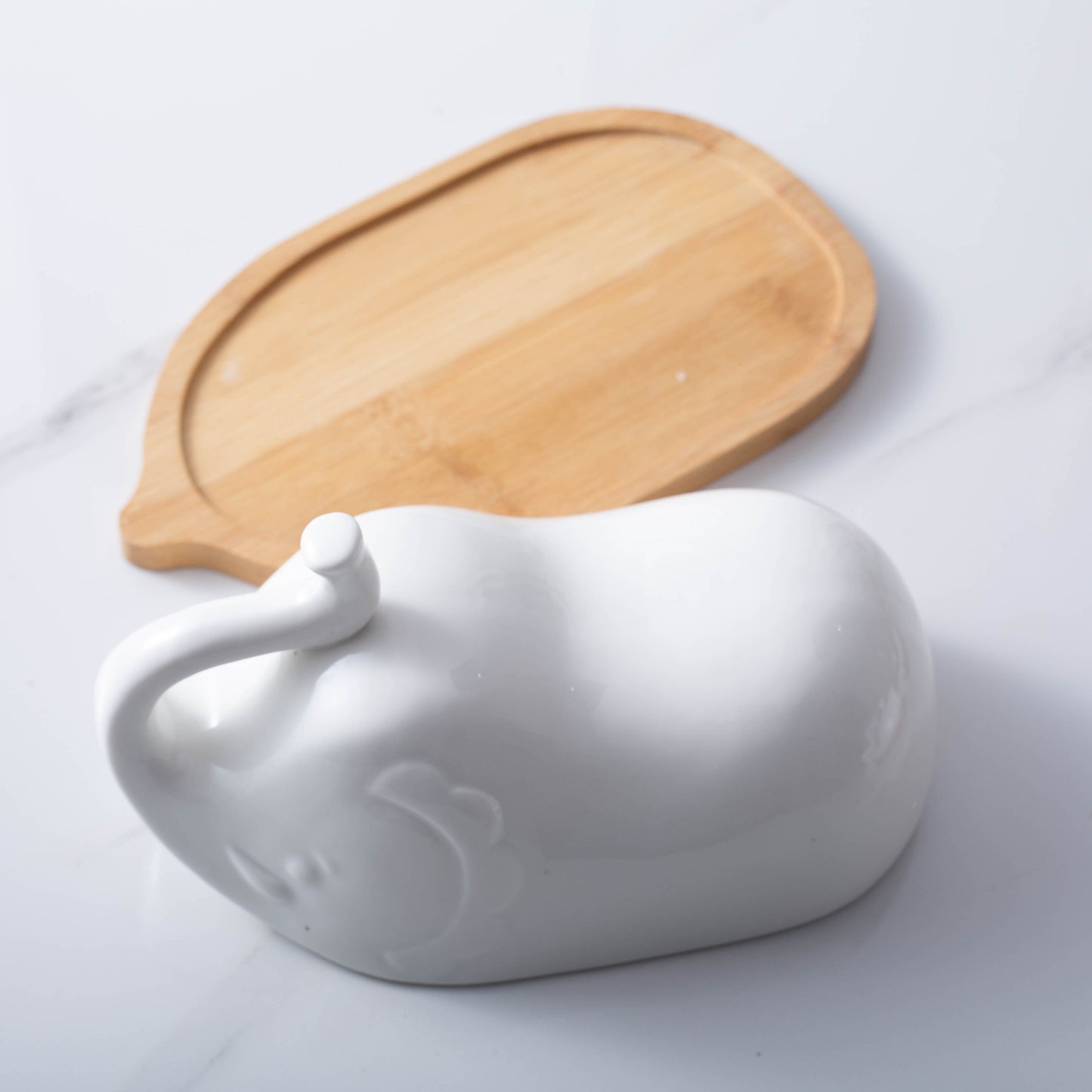 Elephant Shape Butter Keeper Individual Packing Ceramic Butter Dish Logo Customized Acceptable