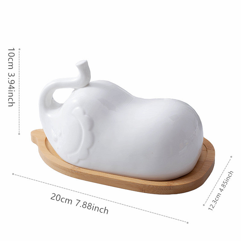 Elephant Shape Butter Keeper Individual Packing Ceramic Butter Dish Logo Customized Acceptable