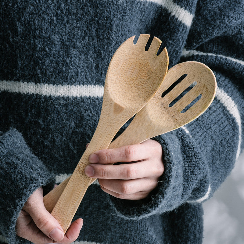 Dishwash Safe Over Size Ceramic Bowl With Hand Holder Oval Shape Ceramic Bamboo Salad Bowl